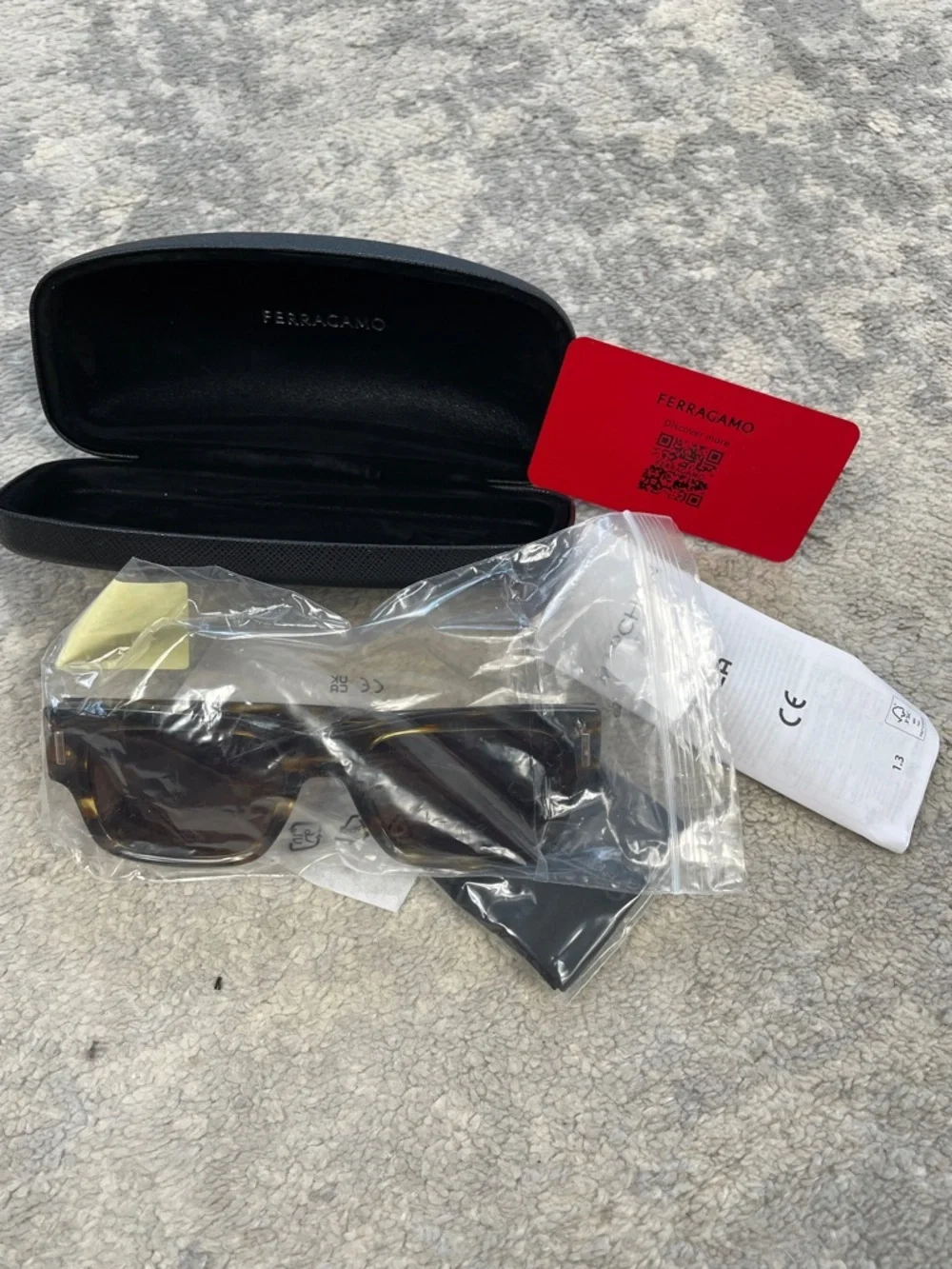 New Salvatore Ferragamo SF2011S Brown Stripe Tortoise Rectangular Sunglasses
